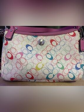 Coach Vintage Y2K Rare Signature C Bag with Pink Trim